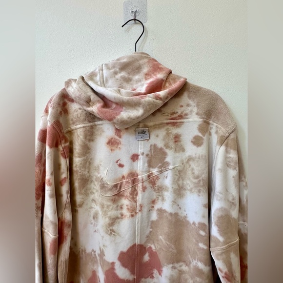 Nike Tie Dye Woman's Hoodie M off-white tan rust over sized - Picture 8 of 8